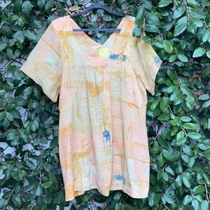 Silk watercolor anthropology shift dress